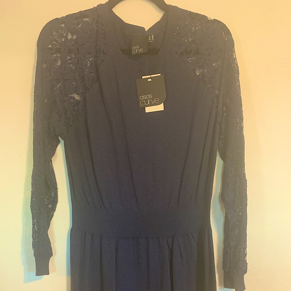 ASOS sweater dress navy blue